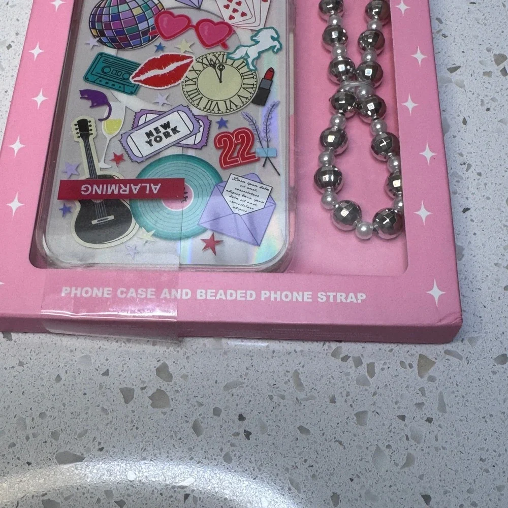 Skinnydip London for iPhone 13 14 Pro Max Case Beaded Strap Set Collage Disco
